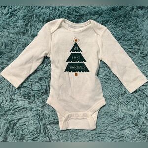Jumping Beans My First Christmas Bodysuit - Cream and Green
